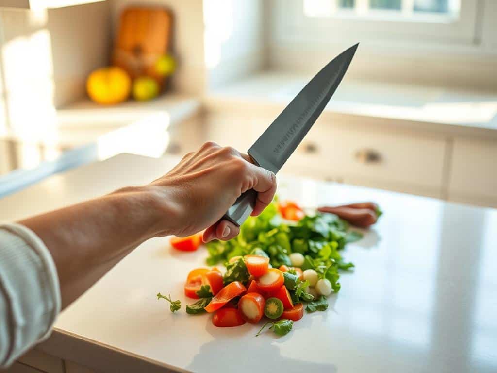 Proper knife grip and chopping techniques