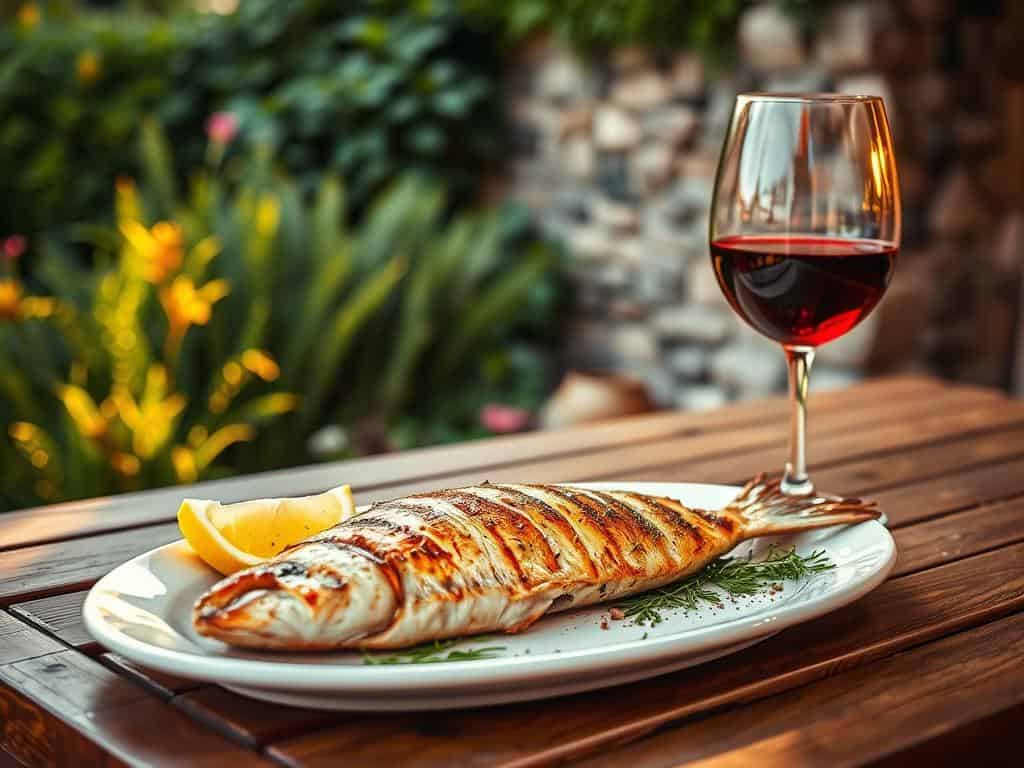 Wine and grilled fish