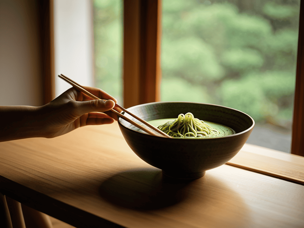 Savoring Sanity in matcha noodles