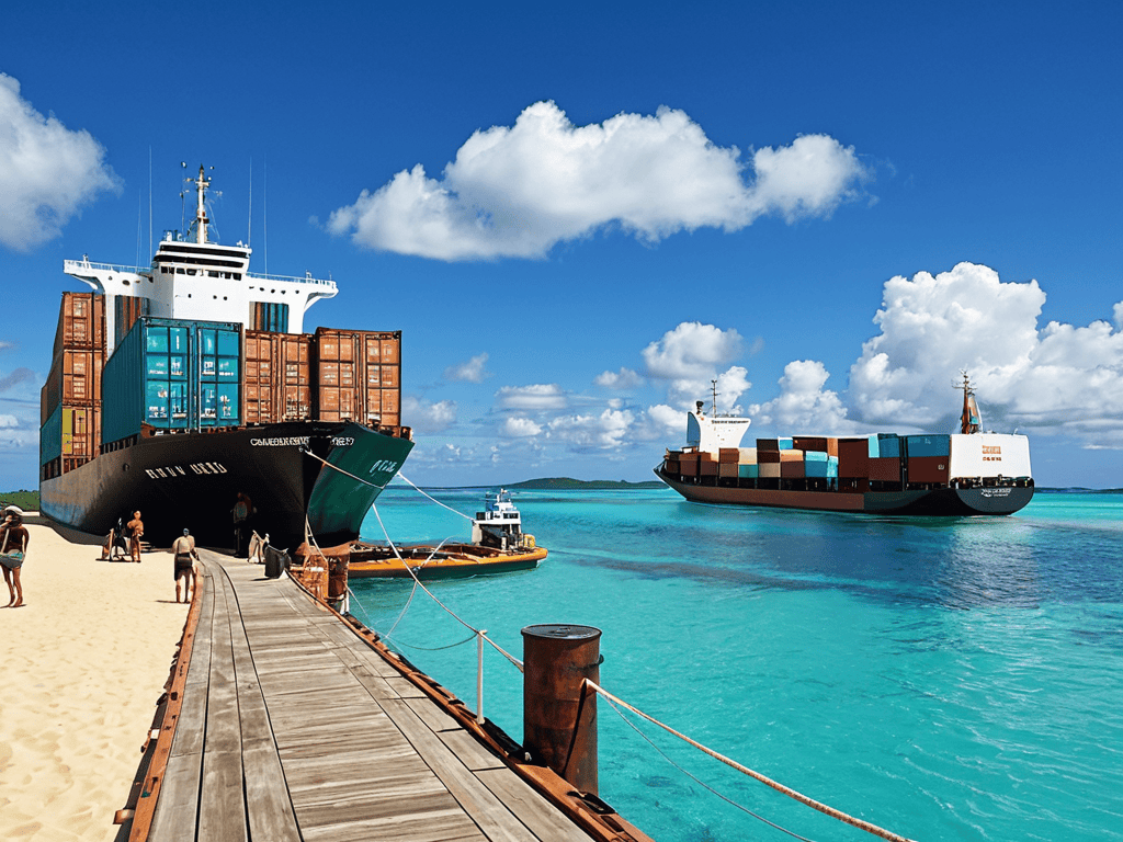 Cargo Ship Travel at sea