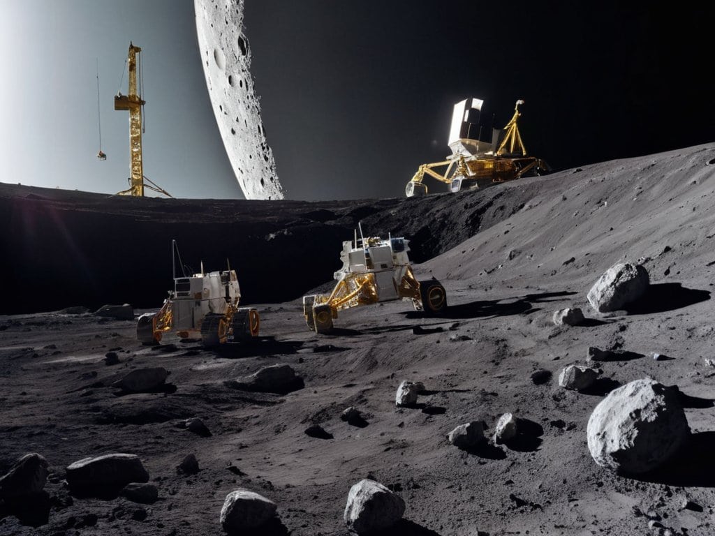 Lunar regolith construction site