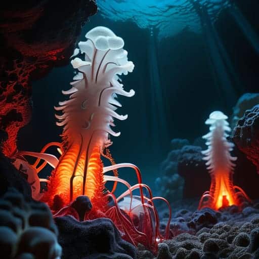 Deep-sea hydrothermal vent life ecosystem exploration.