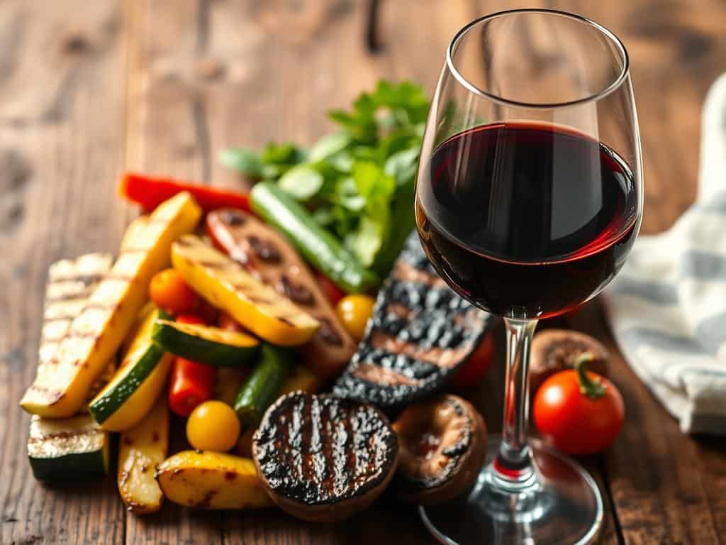 Wine with grilled veggies